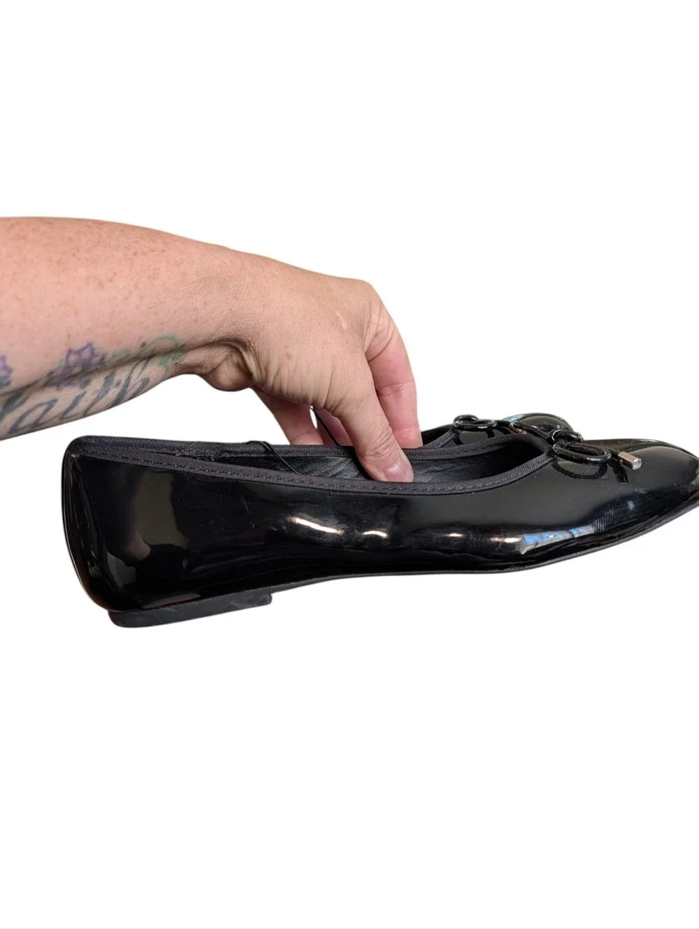 Torrid Black Patent Bow Ballet Flats | Square Toe | Women's 10WW Wide Width